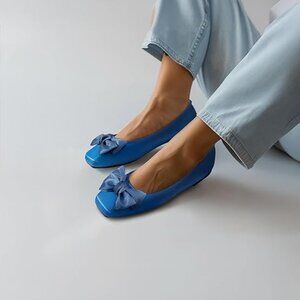 Ballet Flats for Squa Toe Mary Jane Flats; Satin Material Ballet Shoe